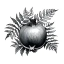 pomegranate black and grey neo traditional tattoo with ferns  tattoo design idea