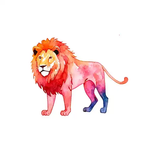 lion with clock tattoo design idea