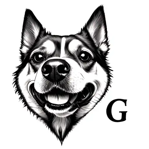 dog nose print and G in a heart tattoo design idea