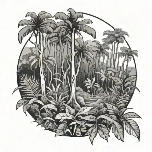 jungle forest with trees tattoo design idea