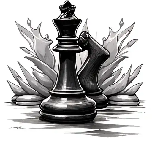 black queen chess piece tattoo design idea