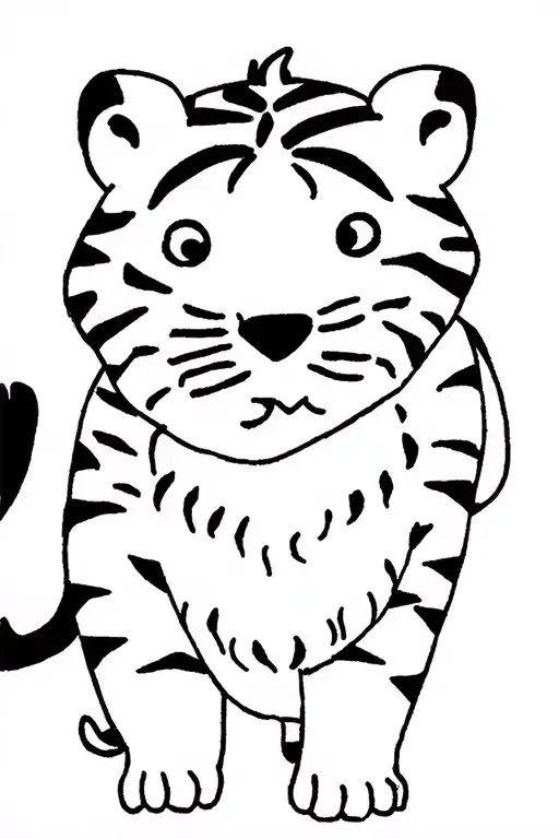 zen tiger walking tattoo design idea