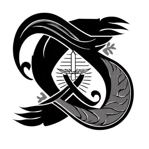Guam symbol intertwined with portuese symbol intertwined tattoo design idea