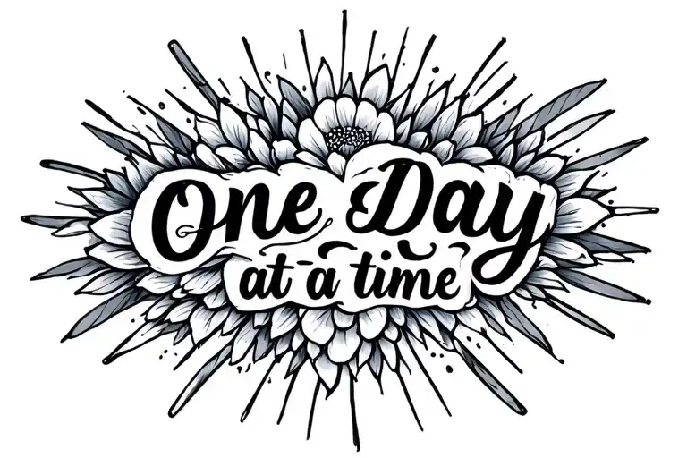 more code saying "one day at a time" write this tattoo design idea