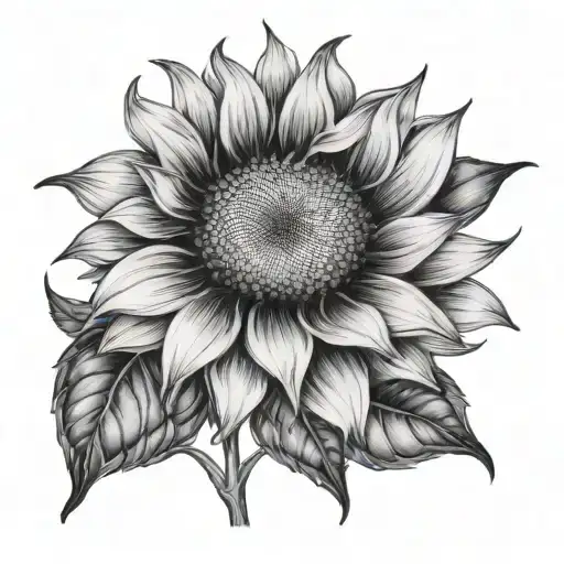 Black And White Sunflower tattoo design idea