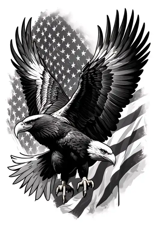 eagle soaring towards you with a MMA cage behind it and American flag tattoo design idea