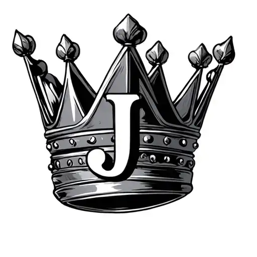 crown with the letter J tattoo design idea