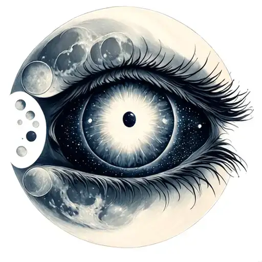 moon phases with evil eye in middle  tattoo design idea