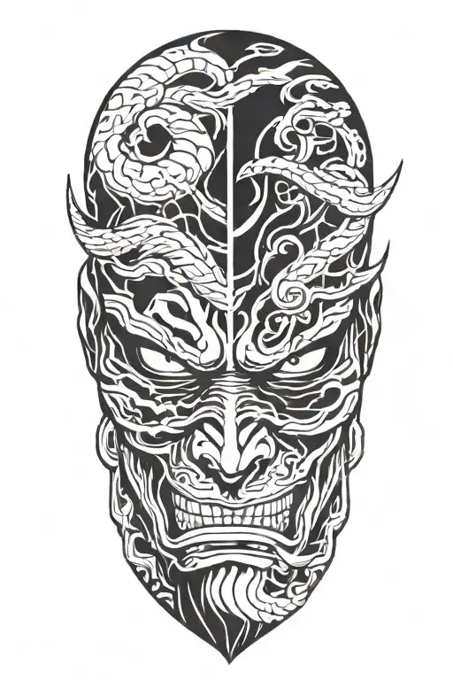 Yoshimitsu Tekken Half Body tattoo design idea