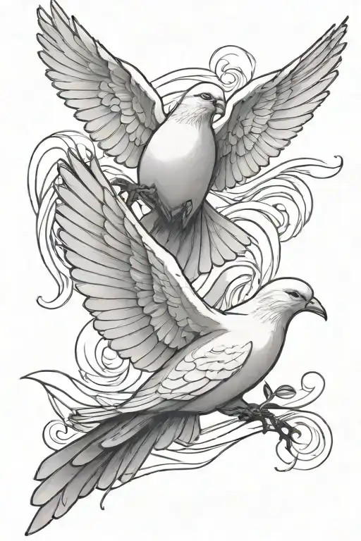 three doves with a wave and cross tattoo design idea