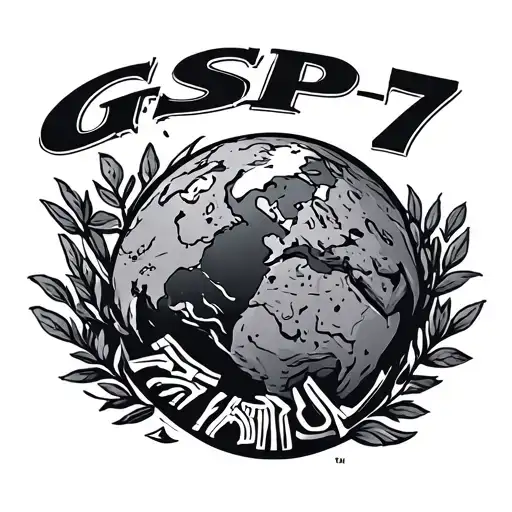 "GSP-7" is a symbol of environmentalists, in colors with the name "GSP-7" tattoo design idea