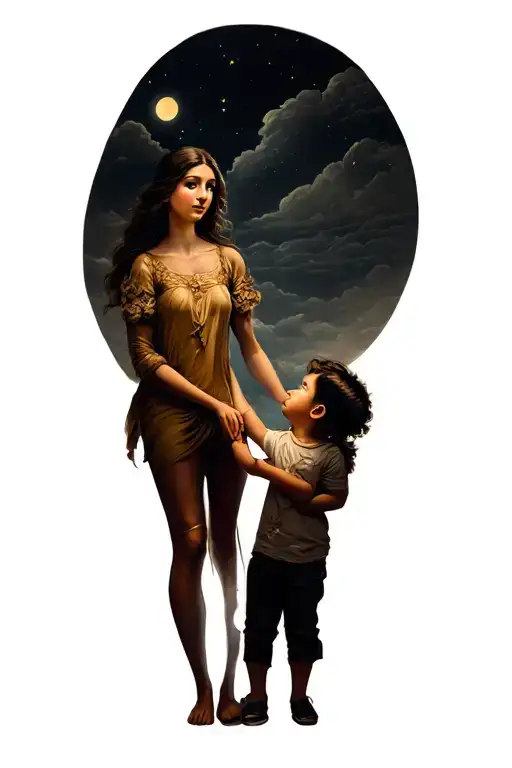 mother and son holding hands tattoo design idea