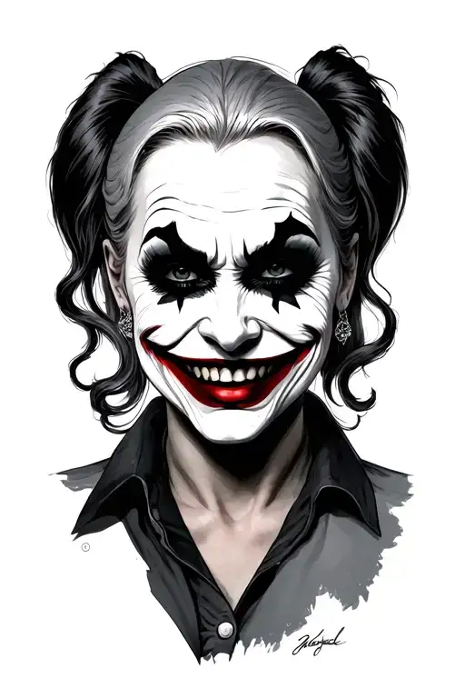 Harley quinn smiling why so serious hahahahahah joker tattoo design idea