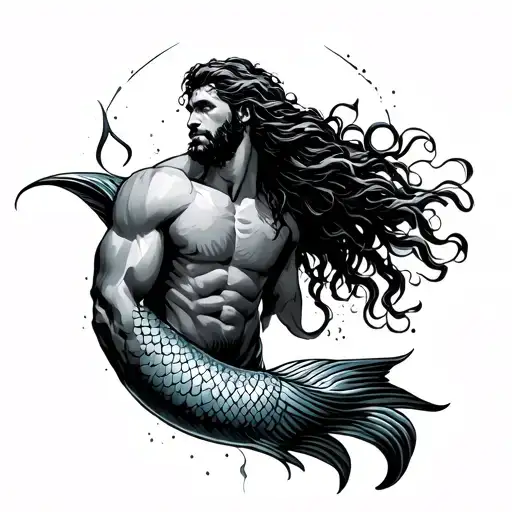 Merman tattoo design idea