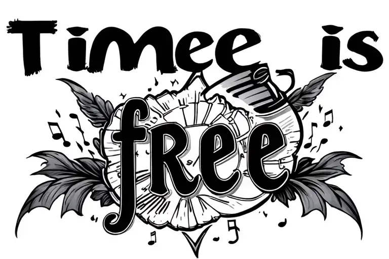 "Time is free" music lyrics written tattoo design idea