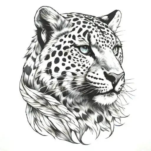 falcon, snow leopard and storrk tattoo design idea