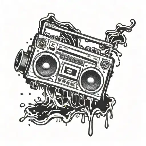 a boombox dripping water tattoo design idea