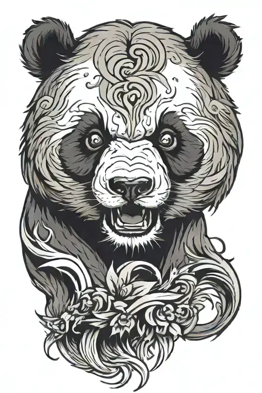 angry panda bear tattoo design idea