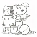 Snoopy playing drums tattoo design idea