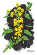 Psychedelic mimosa hostilis dmt molecule forming tattoo design idea