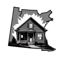 Nebraska form on the map, inside a house. simple tattoo design idea