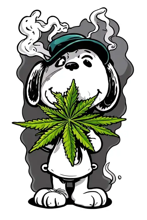 snoopy smoking weed tattoo design idea