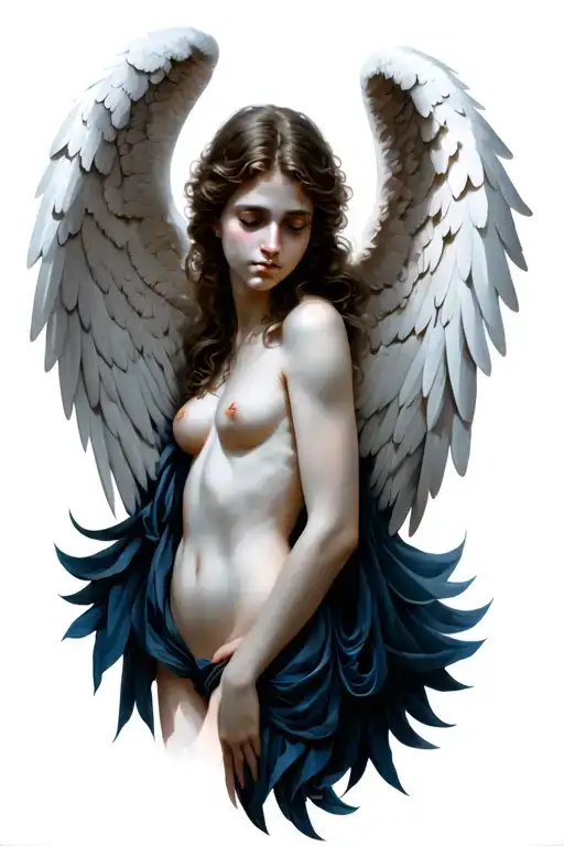 under naked angel wings tattoo design idea