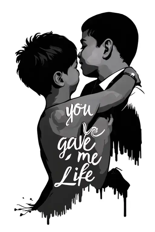 father and son tattoo with quote you gave me life tattoo design idea