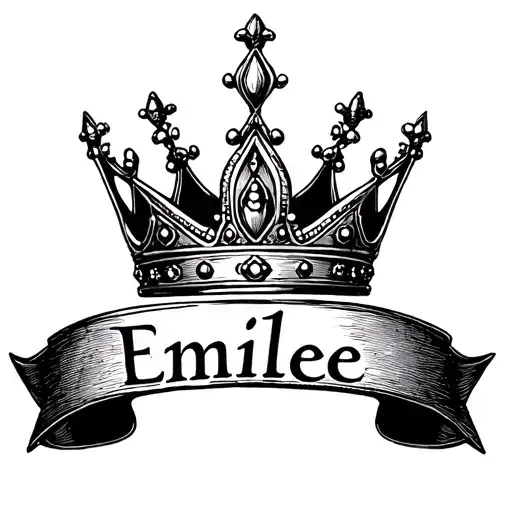 "Emilee" "Emilee" princess crown easy black tattoo design idea