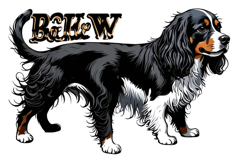 cocker spaniel with long hair tattoo design idea