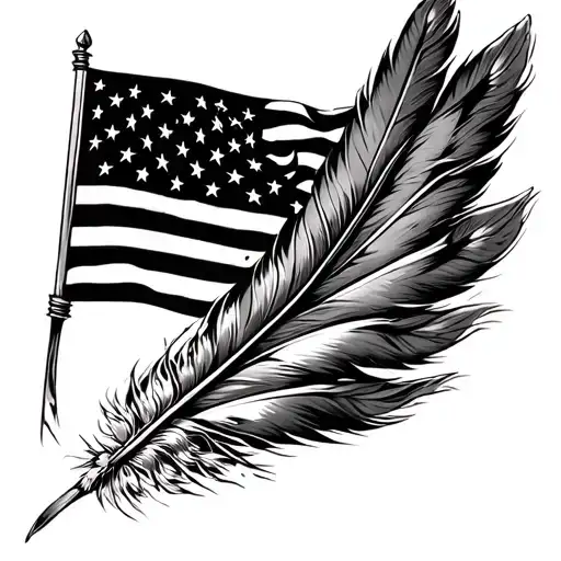 American flag indian feathers tattoo design idea