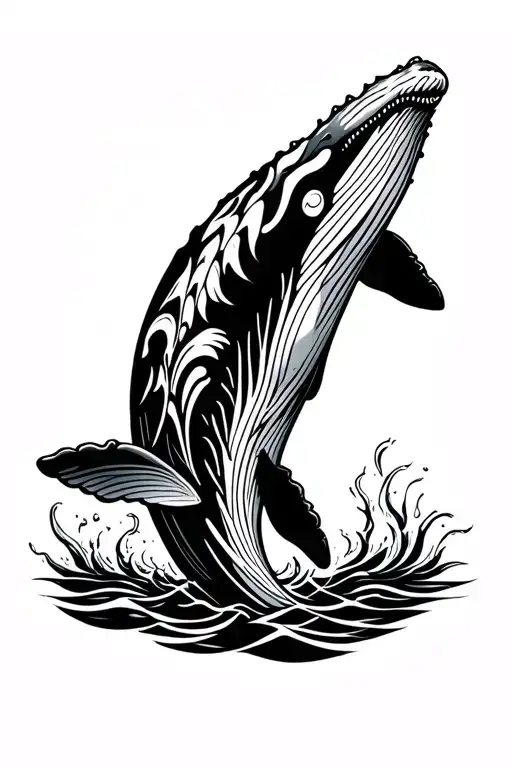 Humpback Whale swimming tattoo design idea