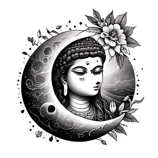 I'm an music lover, moon lover , budhha lover, dog lover, women who seeks for freedom tattoo design idea