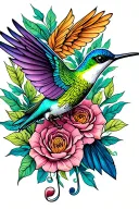 hummingbird and clef intertwined tattoo design idea