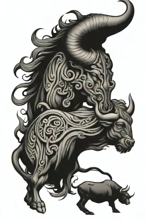 taurus protecting aquarius tattoo design idea