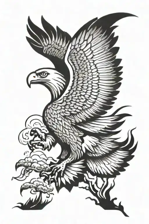 eagle flying over a child tattoo design idea