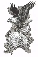 eagle flying over a child tattoo design idea