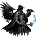 Magician with Raven against Assassin Technofile Steampunk tattoo design idea