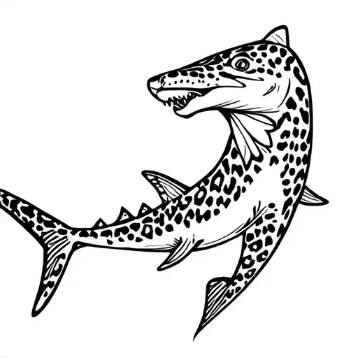 leopard shark swimming tattoo design idea