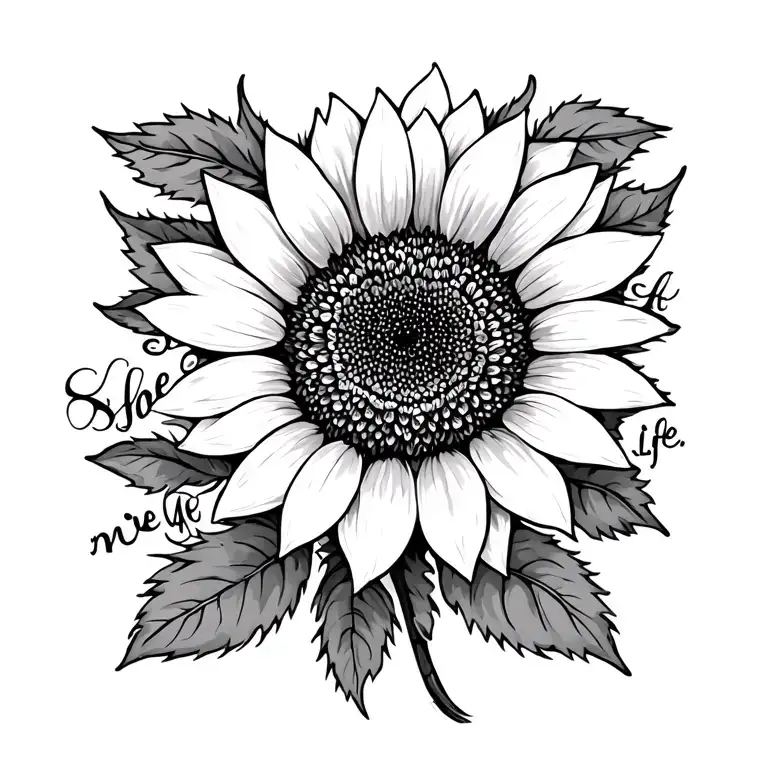 sunflower with the words she gave me life along side it tattoo design idea