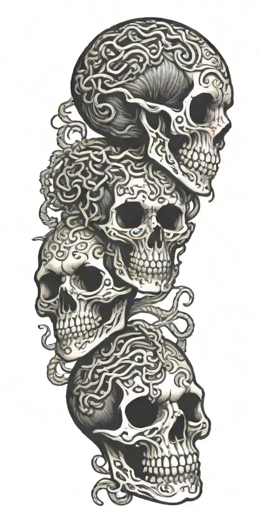 Medusa skeleton, intertwined tattoo design idea