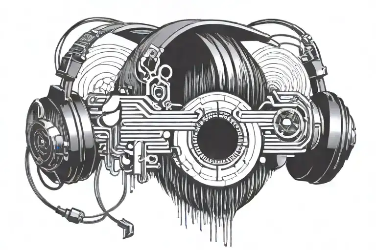 headphone with waveform incorporated within tattoo design idea