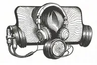 headphone with waveform incorporated within tattoo design idea