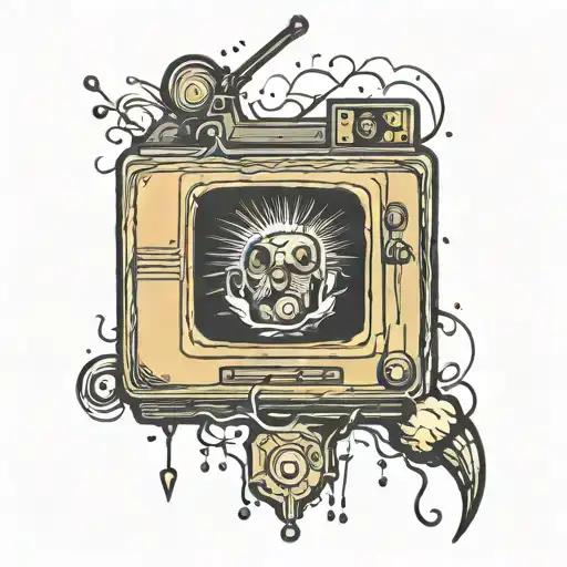 old intena television static falling tattoo design idea