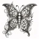 papillon et étoile  tattoo design idea
