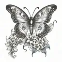 papillon et étoile  tattoo design idea