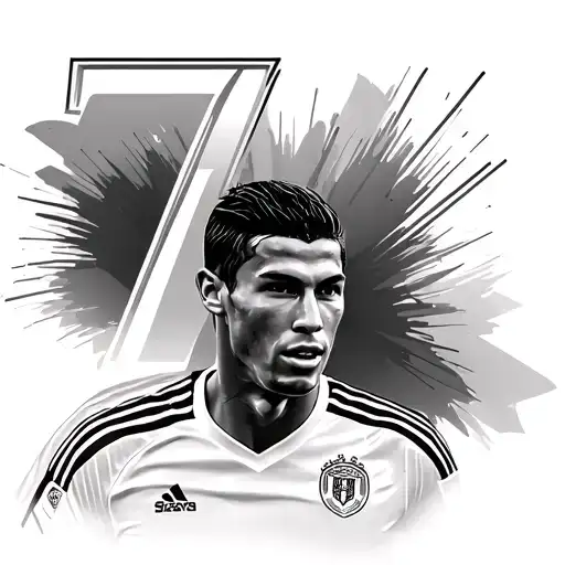 number 7 outline tattoo with Cristiano ronaldo detailing inside the outline tattoo design idea