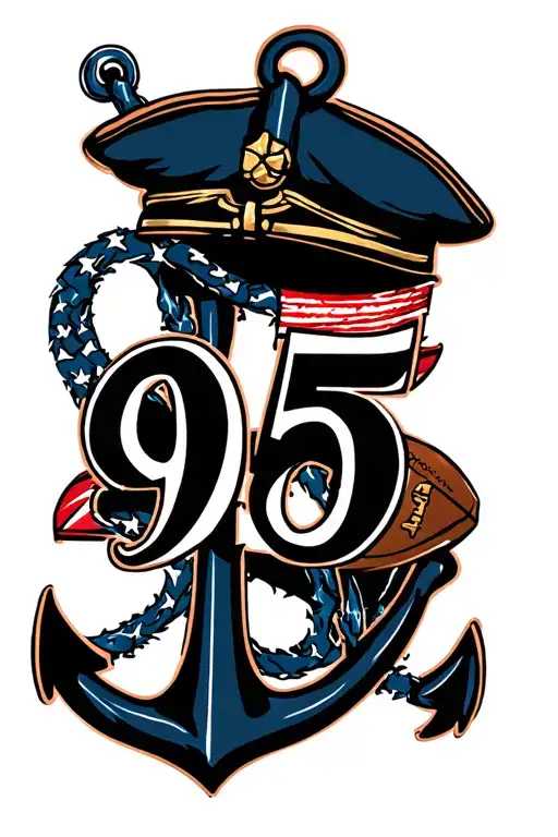 mcqueen number 95 anchor and admiral american football tattoo design idea