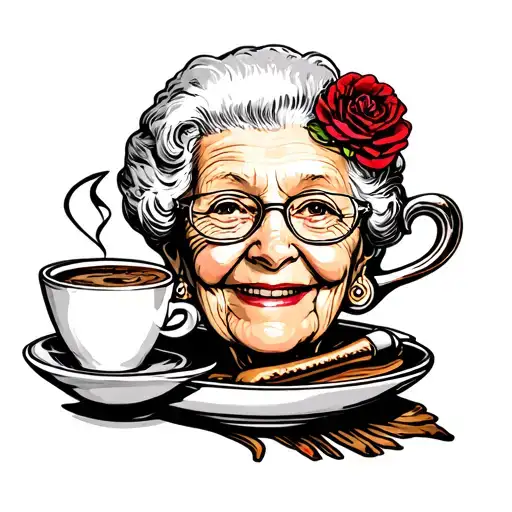Grandma, coffee tattoo design idea