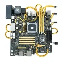 computer Motherboard, cpu chip embedded, graphics card, ram, io plate, wired channels, wires ATX Motherboard gold black tattoo design idea
